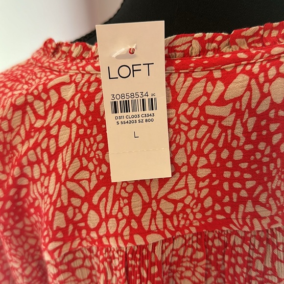 Loft red and white dress shirt - Picture 4 of 5